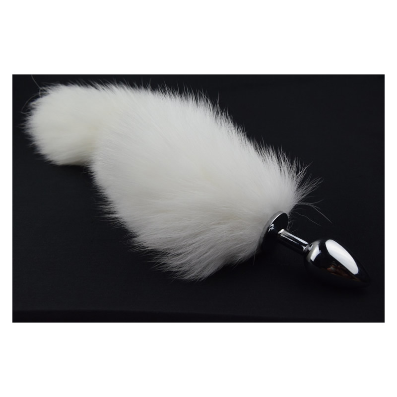 White Fox Tail with Anal Plug Butt Intruder 